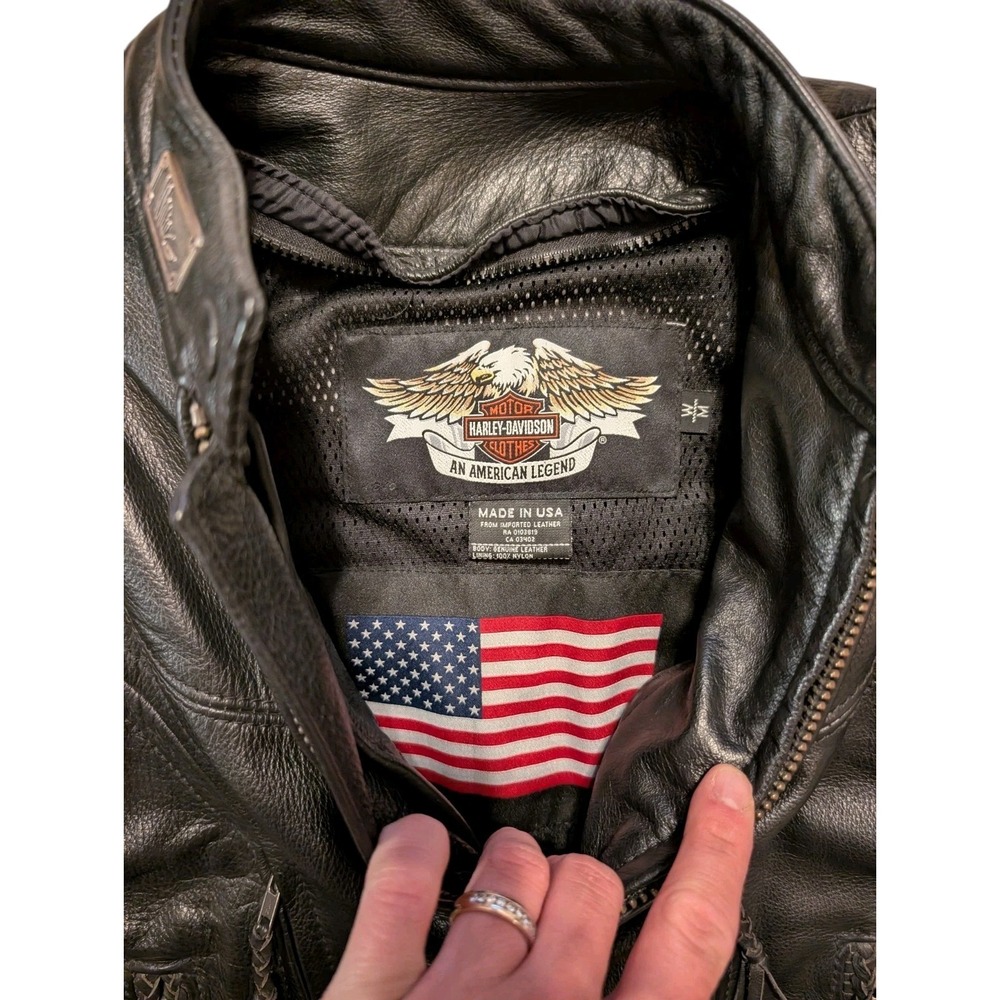 Harley Davidson Womens WILLIE G Zip Off Sleeves Black Leather Jacket 98515 M - Picture 9 of 12